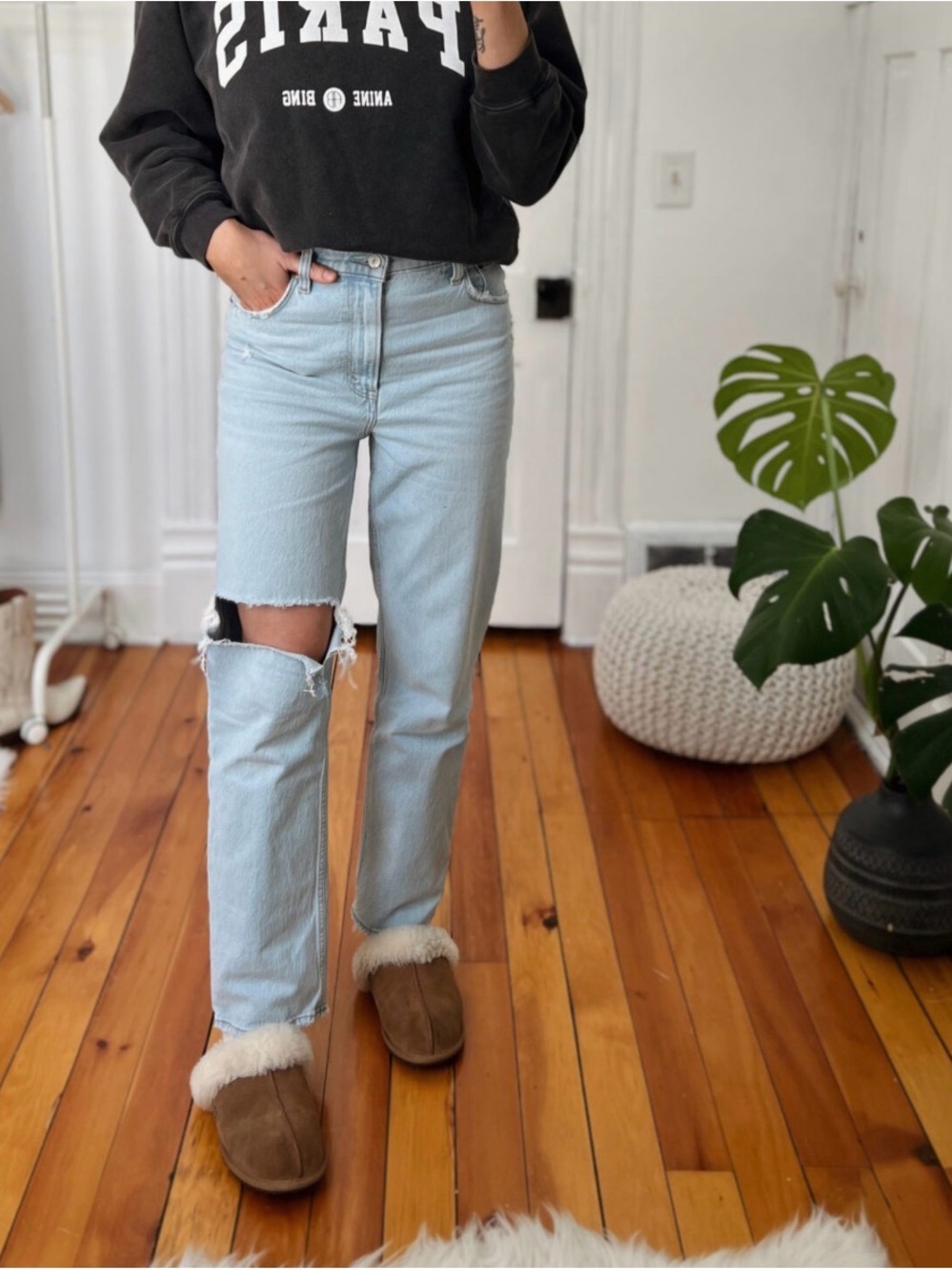 Abercrombie & Fitch Light Blue Distressed Straight-Leg Jeans